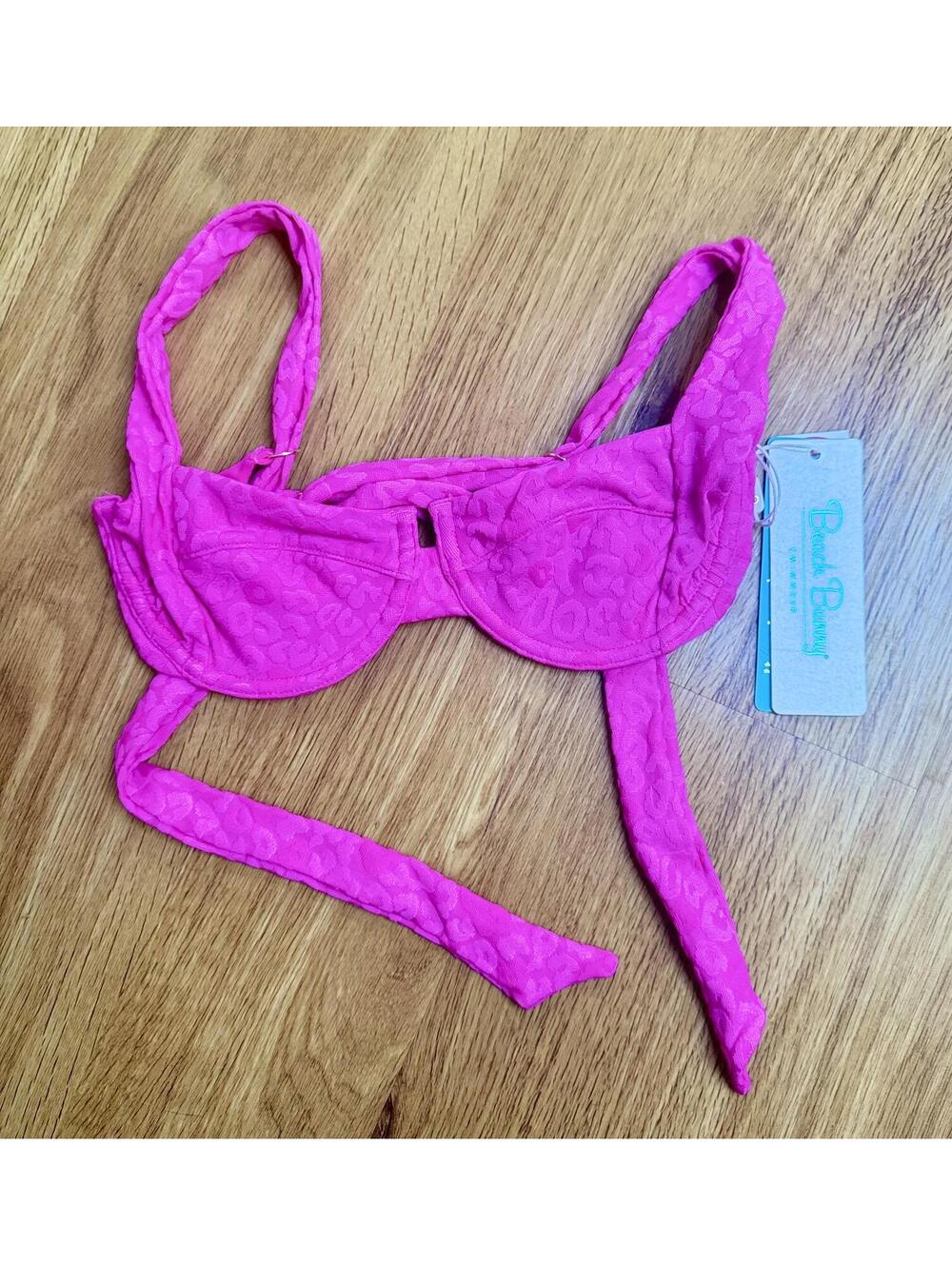 Beach Bunny- XS Bright Pink Animal Print Swimsuit/Bikini Top